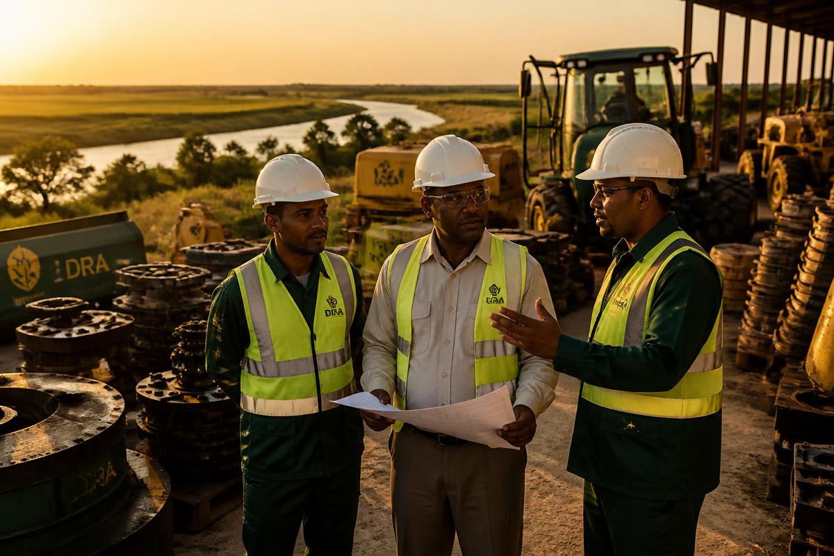 Green Mall technicians servicing heavy machinery on site